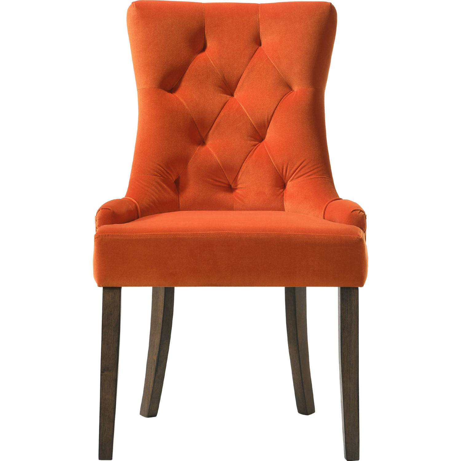 Acme 77164 Farren Dining Chair in Tufted Orange Velvet & Espresso