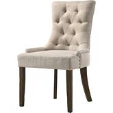 Farren Dining Chair in Tufted Beige Fabric & Espresso (Set of 2)