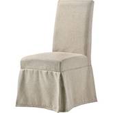 Faustine Dining Chair in Tan Fabric & Salvaged Light Oak (Set of 2)