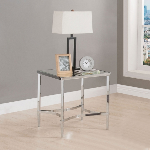 Petunia End Table in Chrome & Mirror