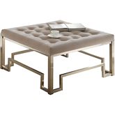 Damien Cocktail Ottoman in Tufted Fabric & Champagne Metal