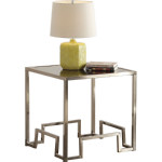 Damien End Table in Champagne Metal & Glass