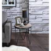 Bage End Table in Weathered Gray Oak Finish & Metal