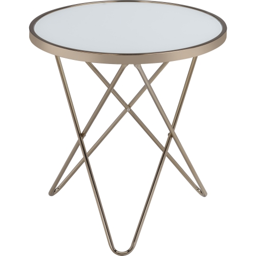 Valora End Table in Champagne & Frosted Glass
