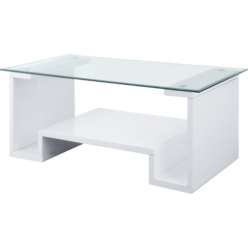 Nevaeh Coffee Table in Glass & High Gloss White