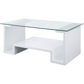 Nevaeh Coffee Table in Glass & High Gloss White