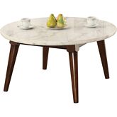 Gasha Coffee Table in White Marble & Walnut