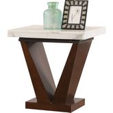Forbes End Table in White Marble & Walnut