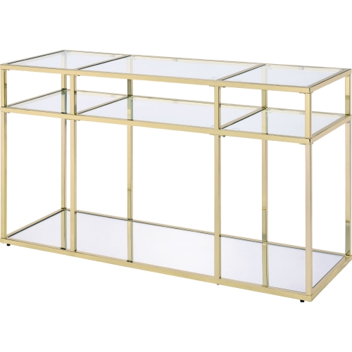 Uchenna Sofa Table in Tempered Glass & Gold Metal