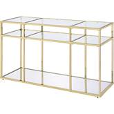 Uchenna Sofa Table in Tempered Glass & Gold Metal