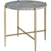 Tainte End Table in Faux Marble & Champagne Finish