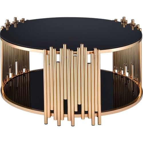 Tanquin Coffee Table in Gold Metal & Black Glass