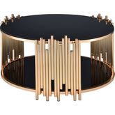 Tanquin Coffee Table in Gold Metal & Black Glass