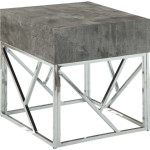 Burgo End Table in Faux Marble & Chrome