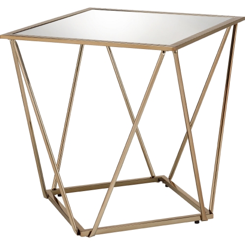 Fogya End Table in Mirror & Champagne Gold Metal