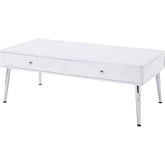 Weizor Coffee Table in High Gloss White & Chrome