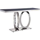 Zasir Sofa Table in Gray Faux Marble & Mirrored Silver
