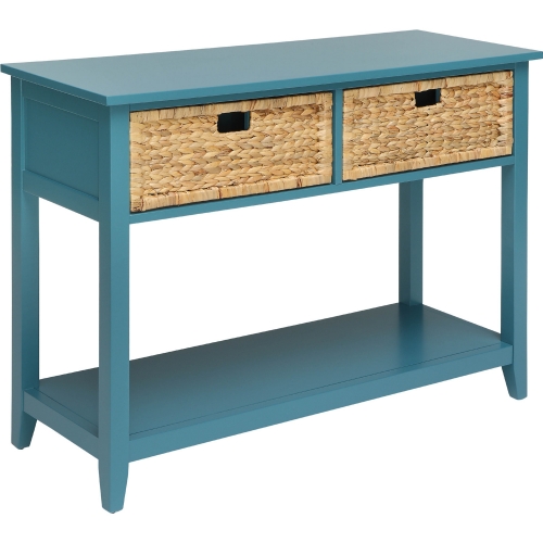 Flavius Console Table with 2 Drawers in Teal with Baskets