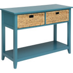 Flavius Console Table w/ 2 Drawers in Teal w/ Baskets