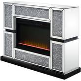 Noralie Fireplace, Mirrored & Faux Diamonds