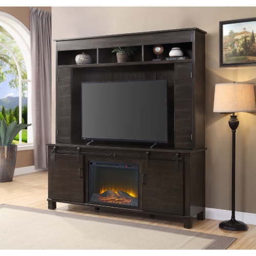 Apison Entertainment Center with Fireplace in Espresso Finish