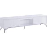 Raceloma 71" TV Stand in White & Chrome Finish with LED