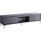 Raceloma 71" TV Stand in Gray & Chrome Finish with LED