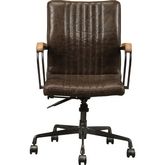 Joslin Office Chair in Distressed Chocolate Brown Top Grain Leather