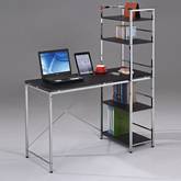 Elvis Computer Desk with Shelves in Black & Chrome