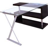 Buck Desk with Swivel in High Gloss Black & Glass