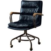 Harith Executive Office Chair in Vintage Blue Top Grain Leather