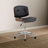 Camila Office Chair in Black Leatherette & Walnut