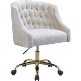 Levian Office Chair in Vintage Cream Velvet & Gold Metal
