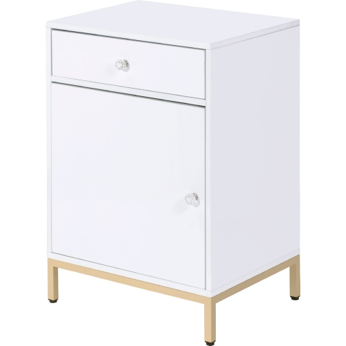 Ottey Cabinet in White High Gloss & Gold Metal