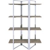 Libby Bookcase in Chrome with Wood Shelves