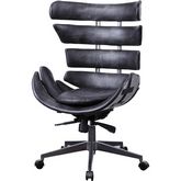 Megan Office Chair in Vintage Black Top Grain Leather & Aluminum