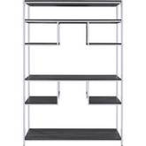 Vonara Bookcase in Rustic Gray Oak & Chrome