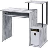 Lyphre Computer Desk in Antique White & Black Finish