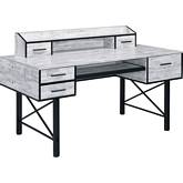 Safea Computer Desk in Antique White & Black Finish