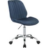 Muata Office Chair in Channel Tufted Blue Velvet & Chrome