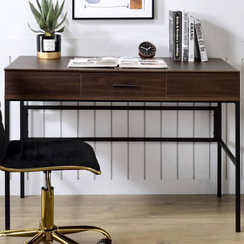 Verster Writing Desk with USB in Oak & Black Finish