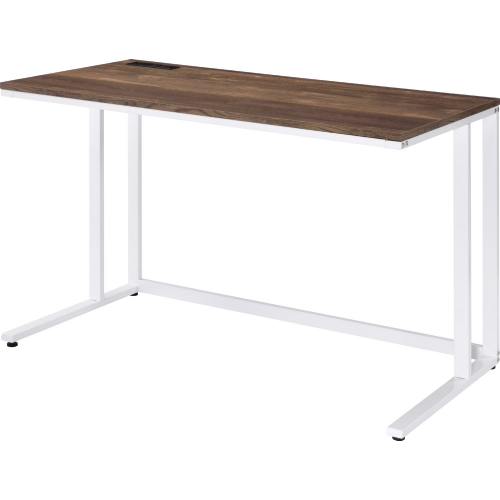 Tyrese Writing Desk with USB in Walnut & White Finish