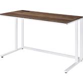 Tyrese Writing Desk with USB in Walnut & White Finish