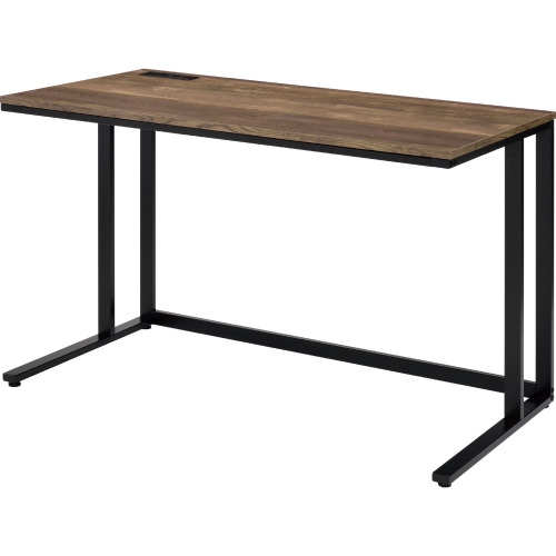 Tyrese Writing Desk with USB in Walnut & Black Finish