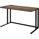 Tyrese Writing Desk with USB in Walnut & Black Finish