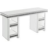 Noralie Writing Desk in Glass, Mirror & Faux Diamonds