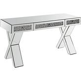Noralie Writing Desk in Glass, Mirror & Faux Diamonds