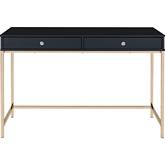 Ottey Writing Desk in High Gloss Black & Gold Metal