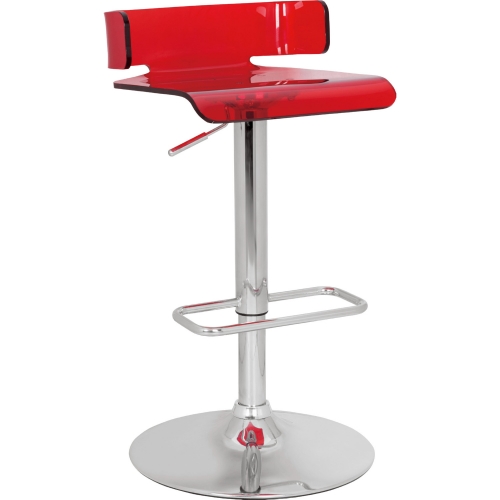 Rania Adjustable Stool with Swivel in Red & Chrome