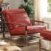 Quinto Accent Chair in Antique Red Top Grain Leather & Stainless